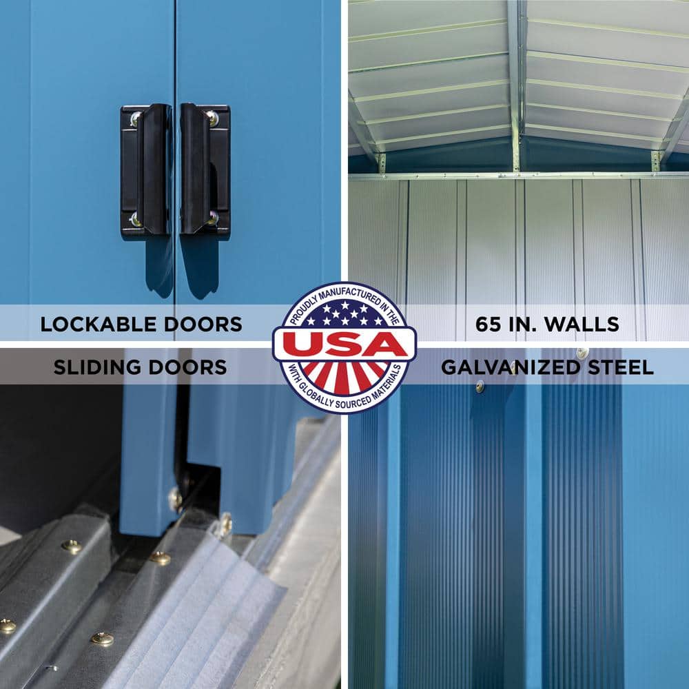 10 ft. x 7 ft. Blue Grey Galvanized Steel Storage Shed