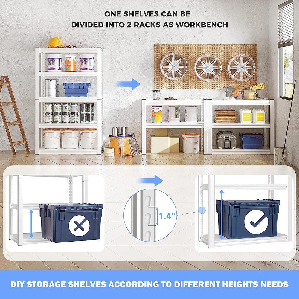 White Heavy Duty 5-Tier Metal Storage Shelving Unit