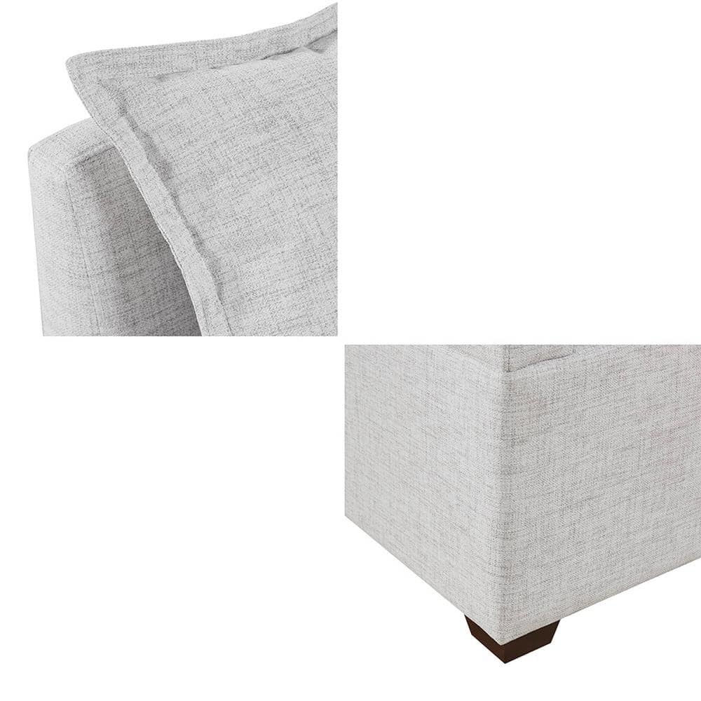 Silver Gray Fabric Modular Sectional Sofa with Ottoman