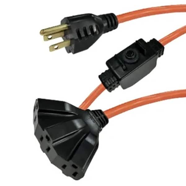 Unbranded 100 ft. 16/3 Outdoor Extension Cord with Inline Circuit Breaker, Orange