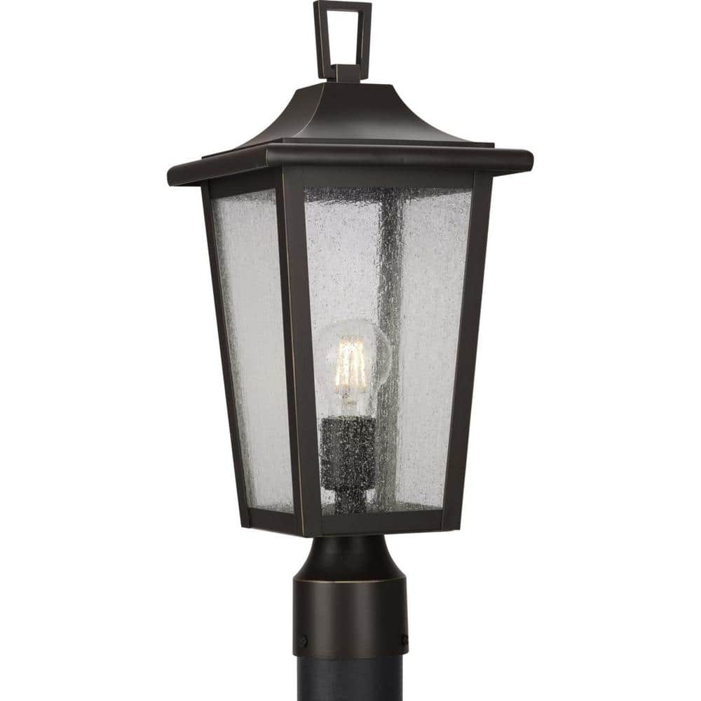 Progress Lighting Padgett 1-Light Antique Bronze Outdoor Post Light with  Clear Seeded Glass Shade Transitional Coastal P540093-020 The Home Depot
