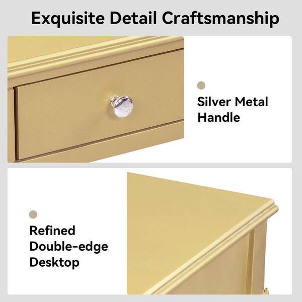 gold dressing table accessories Gold Makeup Vanity Table, Luxury Makeup Vanity Desk with Oval Mirror, 3-Drawer Dressing Table, Elegant Console Table N844P292481HL-G