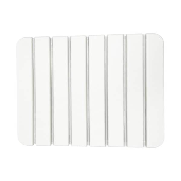 16 in. x 12 in. Quick Dry Small Slatted White Rectangle Diatomite Bath Mat