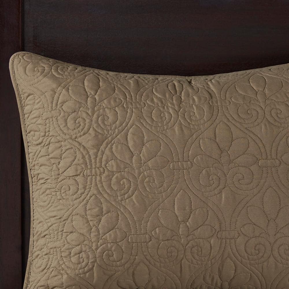 Mocha King Reversible Microfiber Coverlet Set