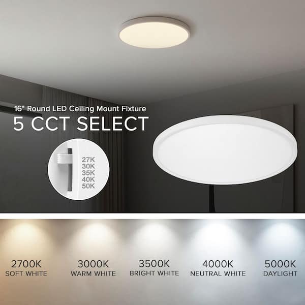 Maxxima 16 in. LED Flush Mount Ceiling Light, 5 CCT 2700K-5000K