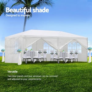 Costway 10 ft. x 20 ft. White Outdoor Party Wedding Tent Heavy-Duty ...