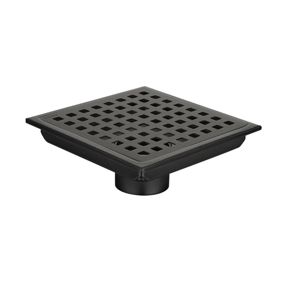1-Piece 6 in. Square Shower Floor Drain Bath Hardware Set with Strainer Inc