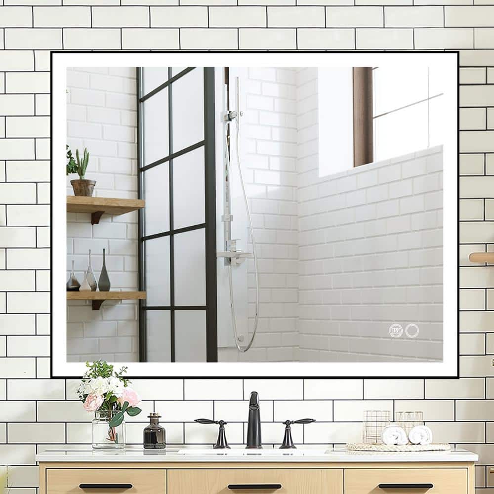 FORCLOVER 40 in. W x 32 in. H Rectangular Framed AntiFog Dimmable Wall