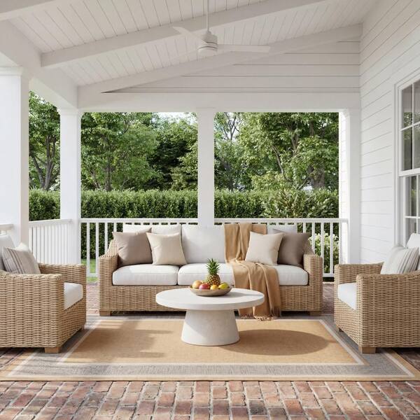 Marienne Bordered Grey 5 ft. x 8 ft. Outdoor Area Rug