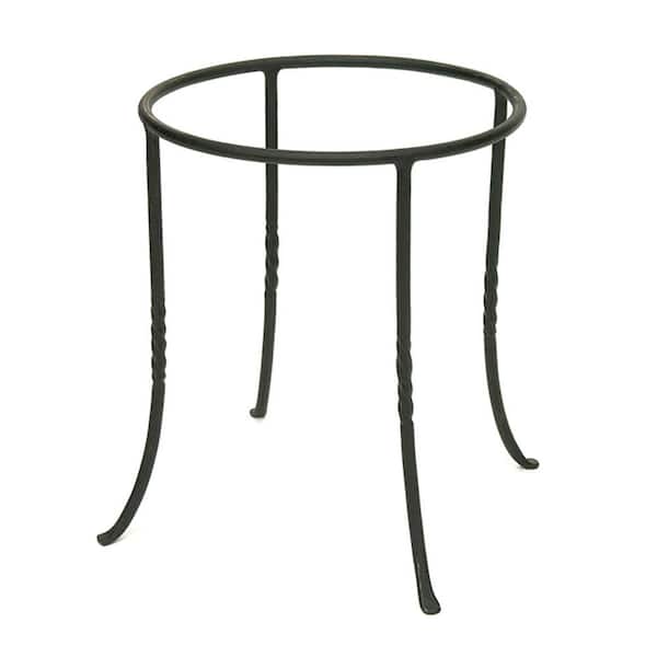 Indoor Outdoor Iron Patio Ring Plant Stand 14 in. Tall Black Powder Coat Finish