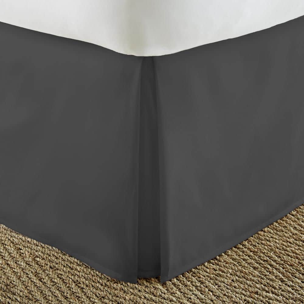 Black Polyester Pleated Twin XL Bed Skirt