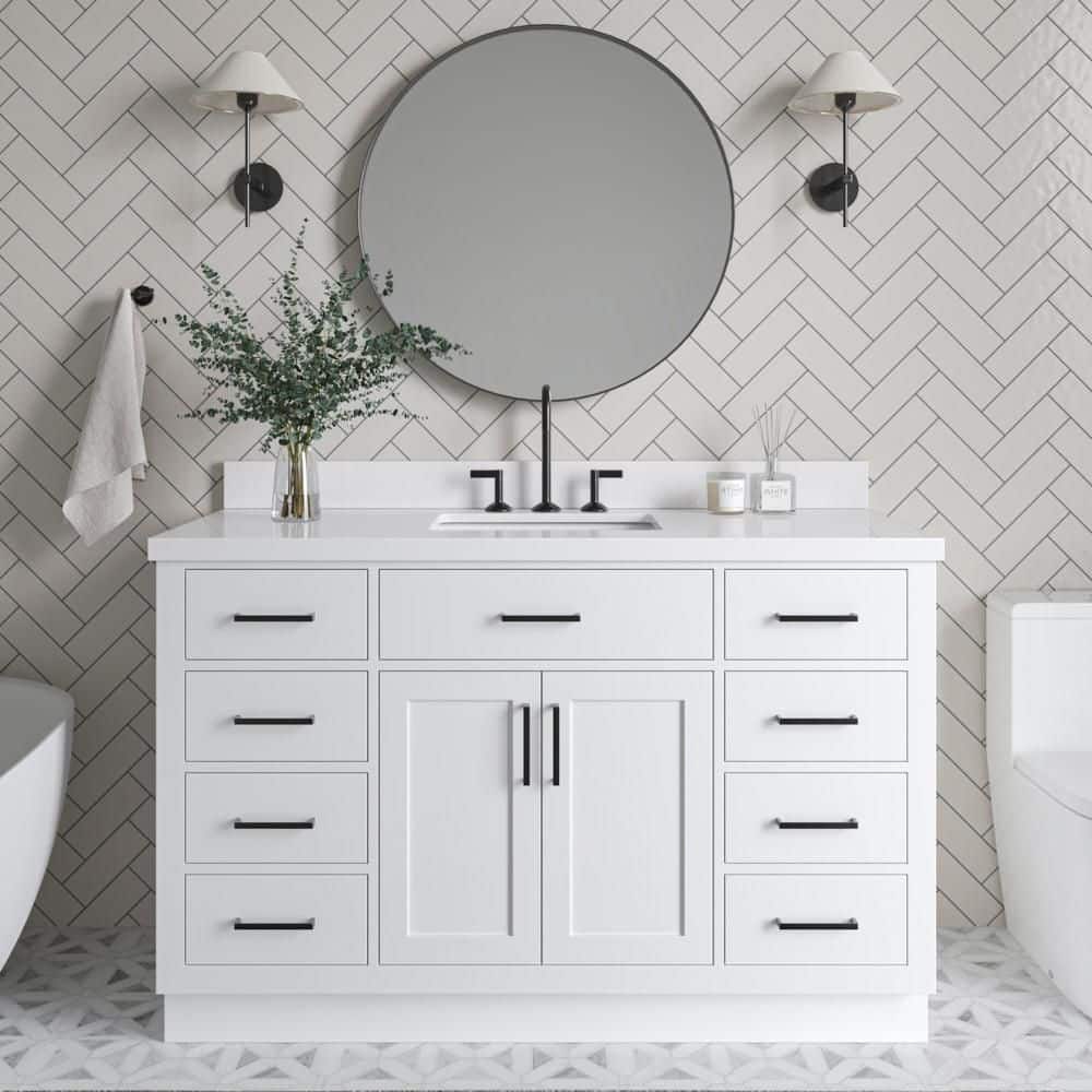 Hepburn 55" White Freestanding Single Basin Vanity Set