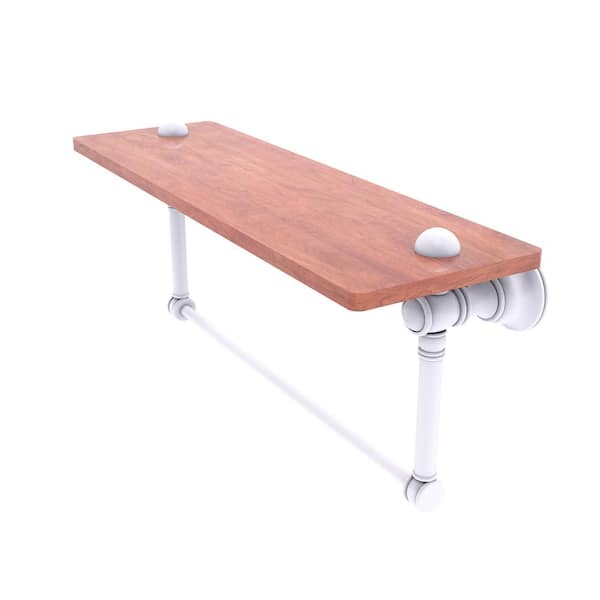 Allied Brass Clearview Collection 16 in. W x 7 in. H x 5.54 in. D Brass Rectangular Wood Shelf w/ Integrated Towel Bar in Matte White