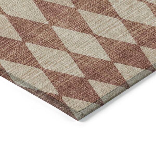 Orange, Copper 10 ft. x 14 ft. Woven Geometric Polyester Rectangle Indoor / Outdoor Area Rug