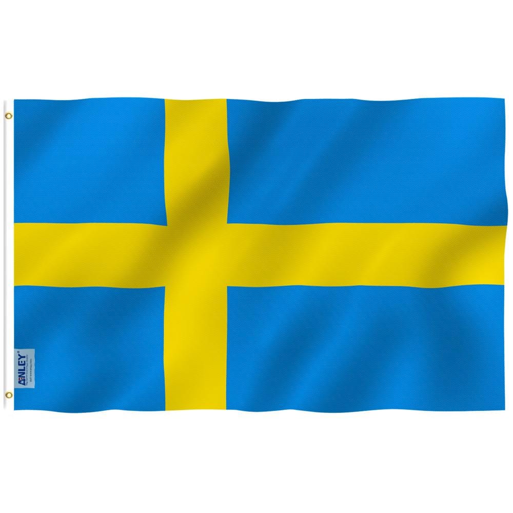 Fly Breeze 3 ft. x 5 ft. Polyester Sweden Flag 2-Sided Flags Banner with Br
