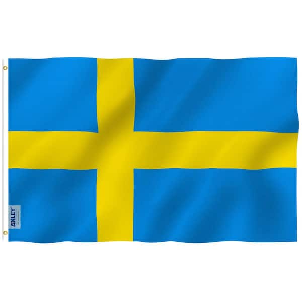 ANLEY Fly Breeze 3 ft. x 5 ft. Polyester Sweden Flag 2-Sided Flags Banner with Brass Grommets and Canvas Header