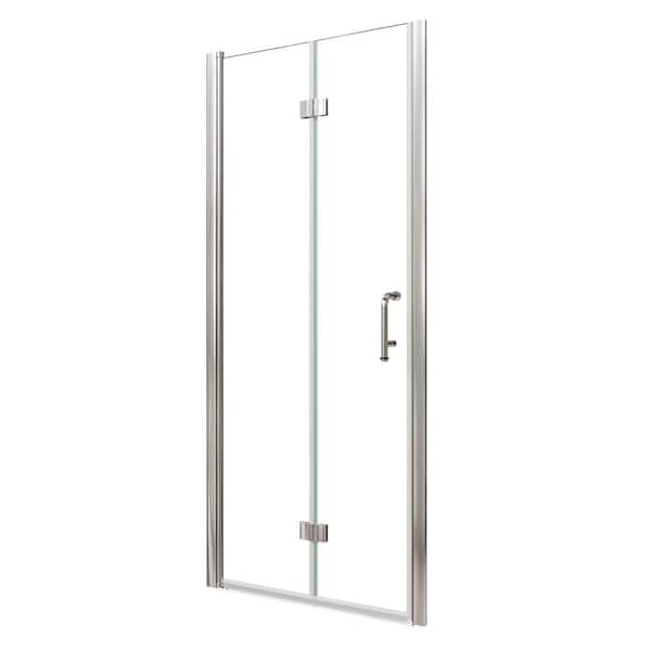 32-34 in. W x 72 in. H Bifold Semi-Frameless Shower Door in Chrome with 1/4 in. Clear Glass