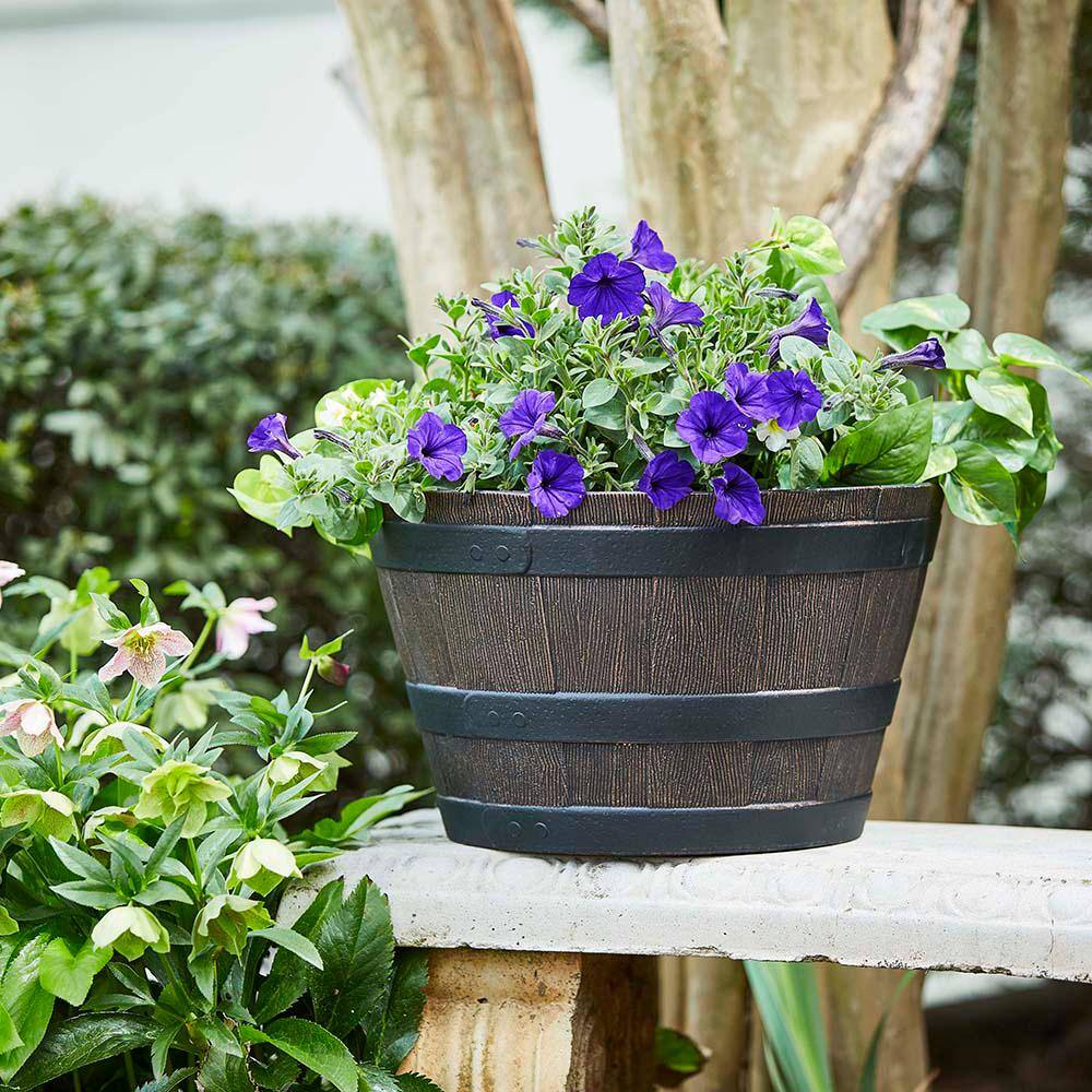 Kentucky Walnut Resin Whiskey Barrel Planter