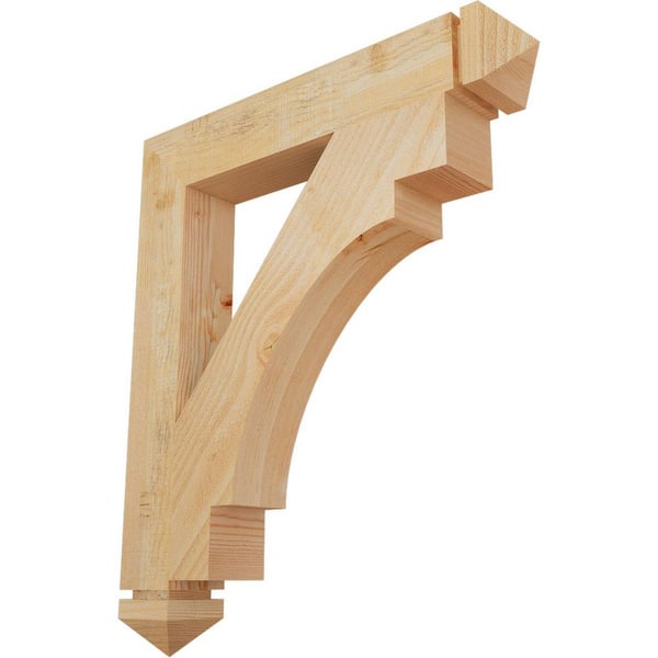 Ekena Millwork 4 in. x 30 in. x 26 in. Douglas Fir Merced Arts and Crafts Rough Sawn Bracket
