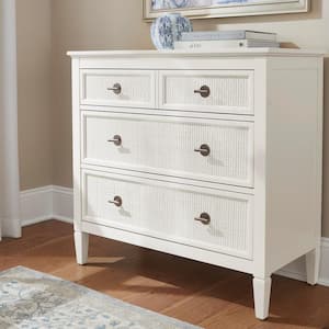 Marsden Ivory 3-Drawers 38 in. Cane Chest of Drawers