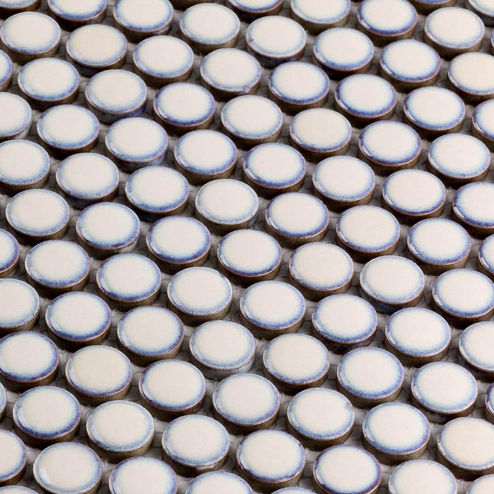 Wheat Grass Polished Ceramic Penny Round Mosaic Tile