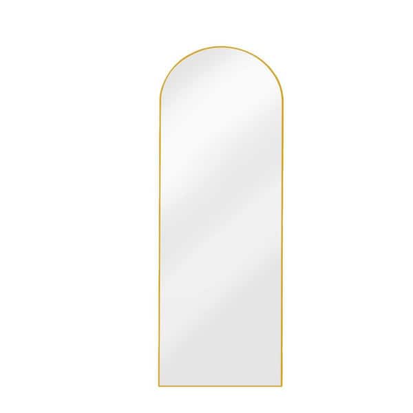 Gold 57 in. W x 18 in. L Classic Arched Metal Framed Mirror Wall Mounted Mirror for Bedroom, Gold