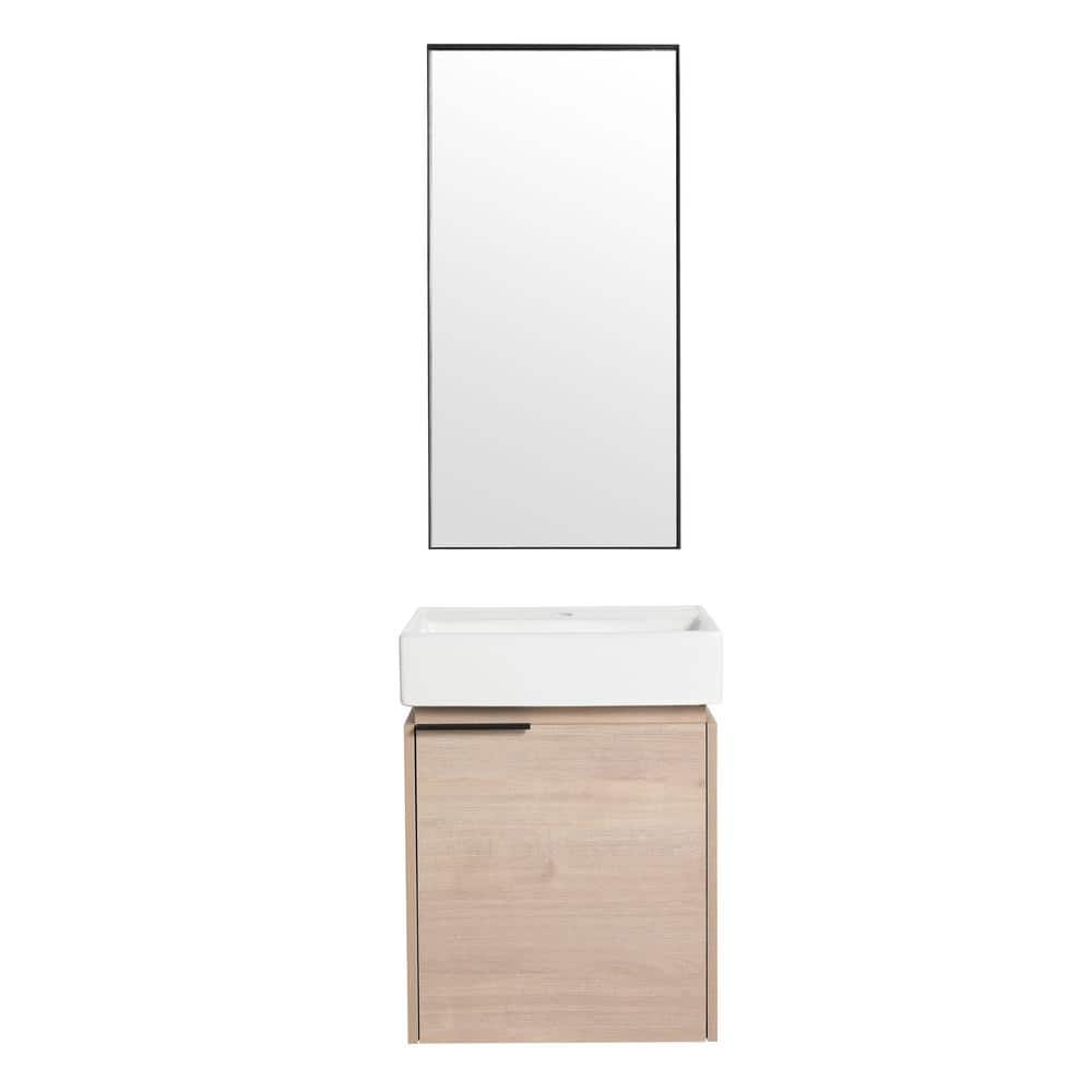 18 in. W x 18 in. D x 23 in. H Floating Bathroom Vanity in Light Brown with