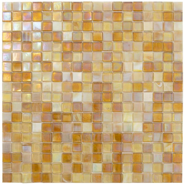 Apollo Tile Mingles 4" x 6" Glossy White and Gold Glass Mosaic Uniform square Wall and Floor Sample Tile 0.13 sq. ft./Piece (1-Pack)