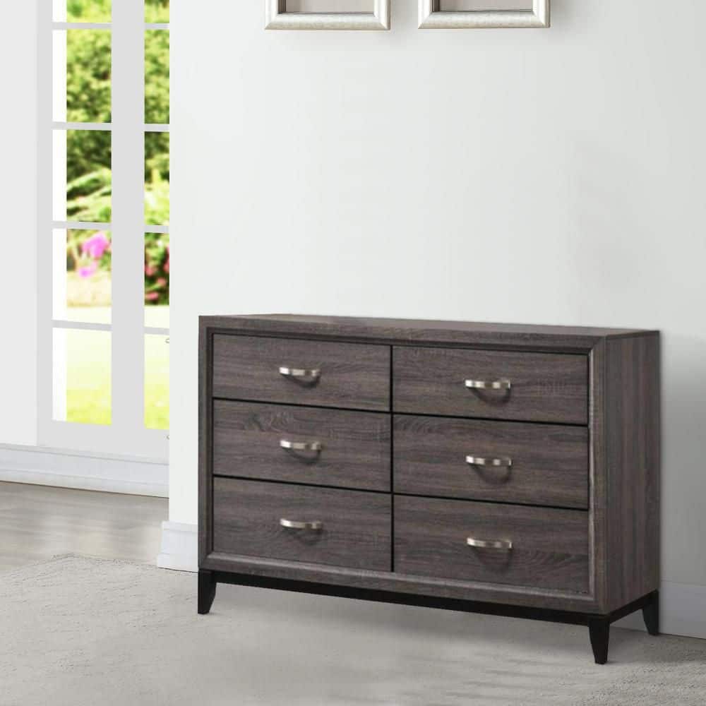 16.4 in. Gray and Black 6-Drawer Wooden Dresser Without Mirror price history on PriceWatchPro