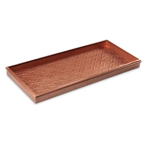 Double Circles Copper 30 in. x 13 in. Boot Tray for Boots, Shoes, Plants, Pet Bowls, and More