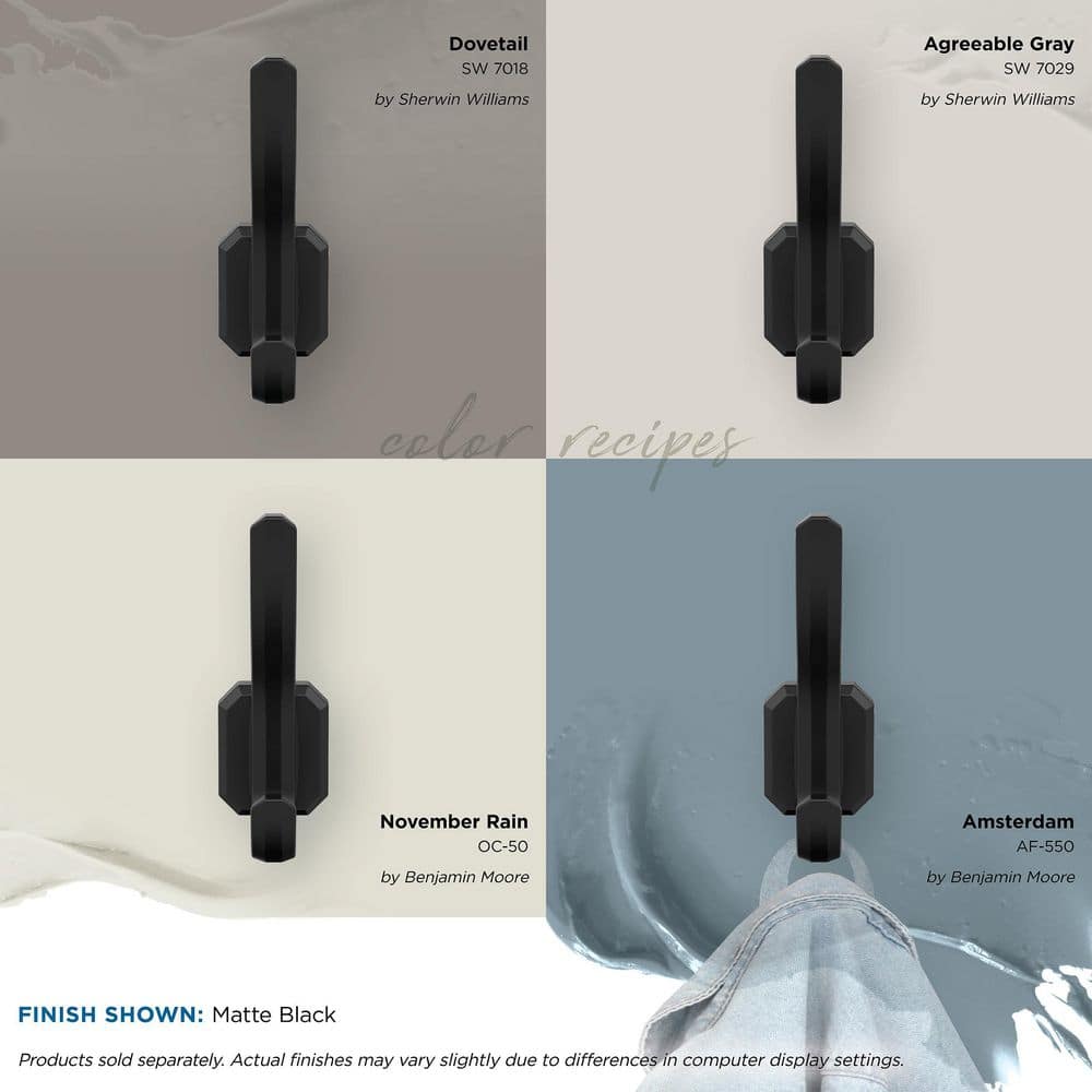 Matte Black Double Prong Decorative Wall Hook