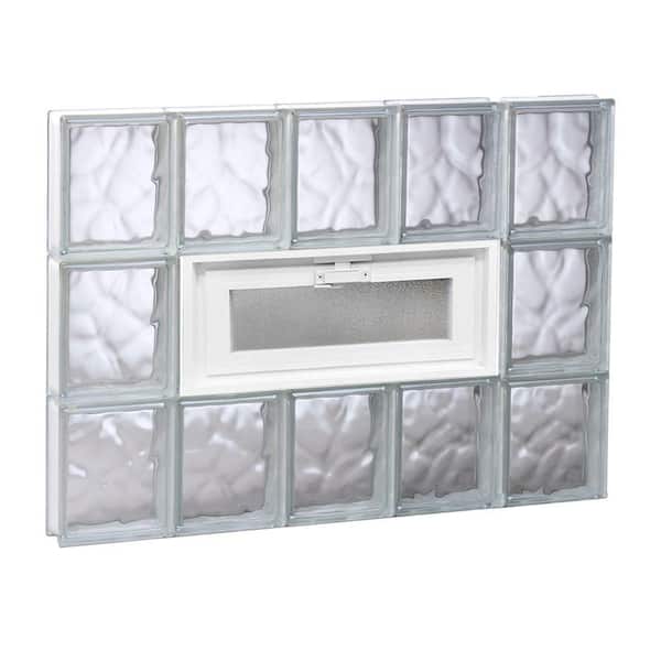 Clearly Secure 28.75 in. x 23.25 in. x 3.125 in. Frameless Wave Pattern Vented Glass Block Window