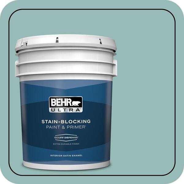 BEHR ULTRA 5 gal. #PPU12-06 Lap Pool Blue Extra Durable Satin Enamel Interior Paint & Primer