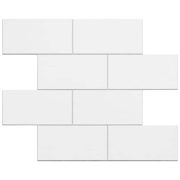 AVANT DECOR Banff White Subway Mosaic 12 in. x 12 in. 4 mm Stone Peel and Stick Backsplash Tile (8 sq. ft./8-Pack)