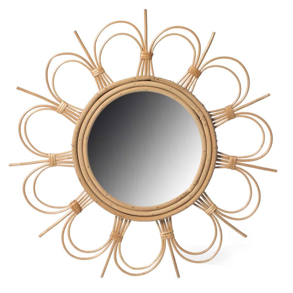 23 x 1.5 x Black Polished Gold Glass Small Round Mirror
