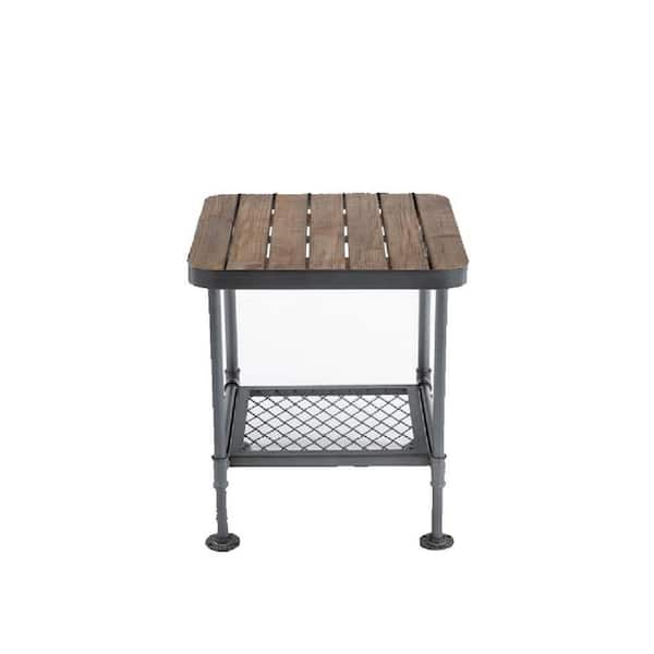 Boraam Newport 20 in. Gray and Natural Square End Table