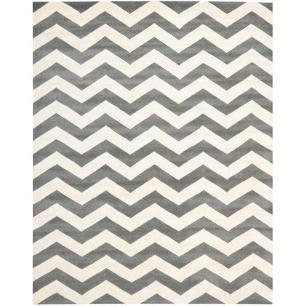 Chatham 11 ft. x 15 ft. Dark Gray/Ivory Chevron Area Rug