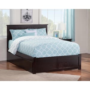 Nantucket Full Platform Bed with Flat Panel Foot Board and Twin Size Urban Trundle Bed in Espresso
