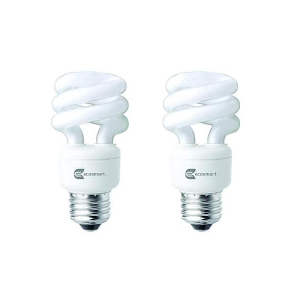 EcoSmart 40-Watt Equivalent Spiral Non-Dimmable CFL Light Bulb Daylight (2-Pack)