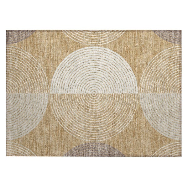 Chantille Machine Washable Indoor/Outdoor Abstract ACN2281 Gold 1 ft. 8 in. x 2 ft. 6 in. Accent Rug