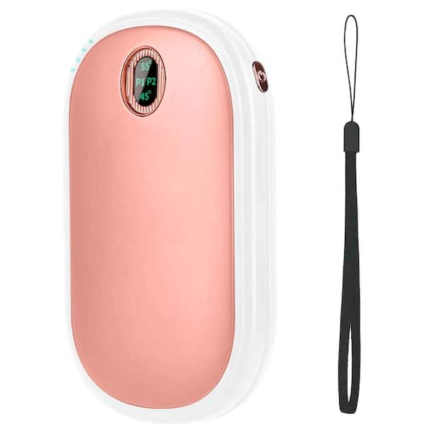 phyfalip Rechargeable Pocket Warmer Power Bank, Electric Hand Warmer with Digital Display 2 Levels Double-Sided Heating, Pink