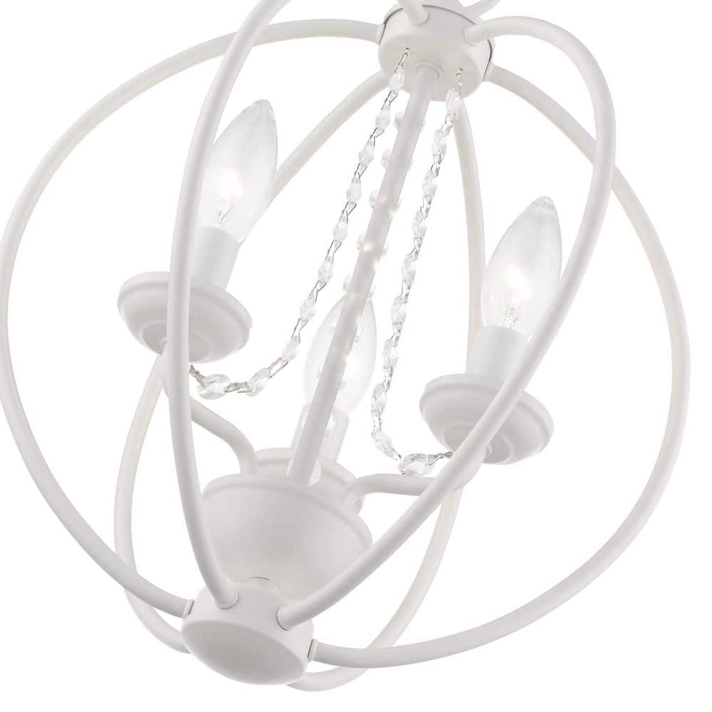 Mini Arabella White Crystal 3-Light Orb Chandelier