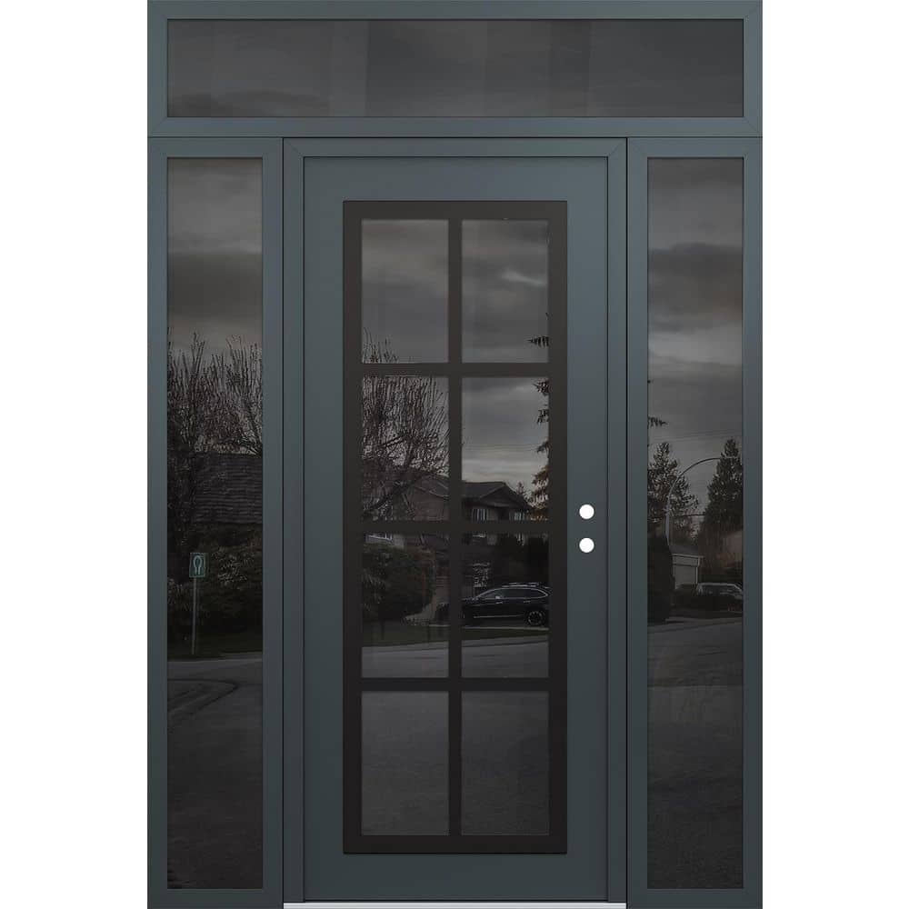 C16 68 in. x 96 in. Black P Left-Hand/Inswing Mirrored Glass Anth/Anth 2 Sidelite+Transom Steel Prehung Front Door price history on PriceWatchPro