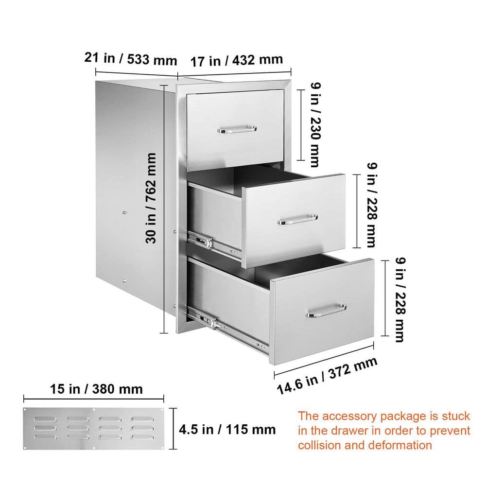 Stainless Steel Outdoor Kitchen Drawers with Paper Towel Holder