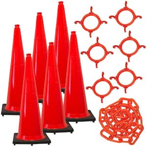 36 in. Traffic Orange Traffic Cone and Chain Kit