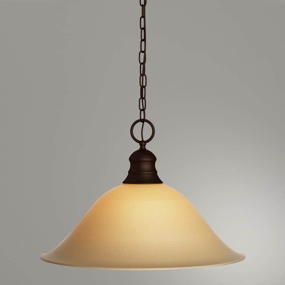 Empire Mahogany Bronze 16" Pendant with Champagne Linen Glass