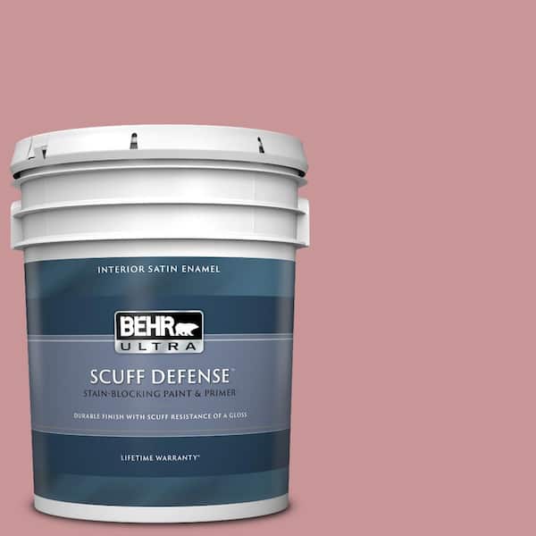 BEHR ULTRA 5 gal. #S140-4 Minstrel Rose Extra Durable Satin Enamel Interior Paint & Primer