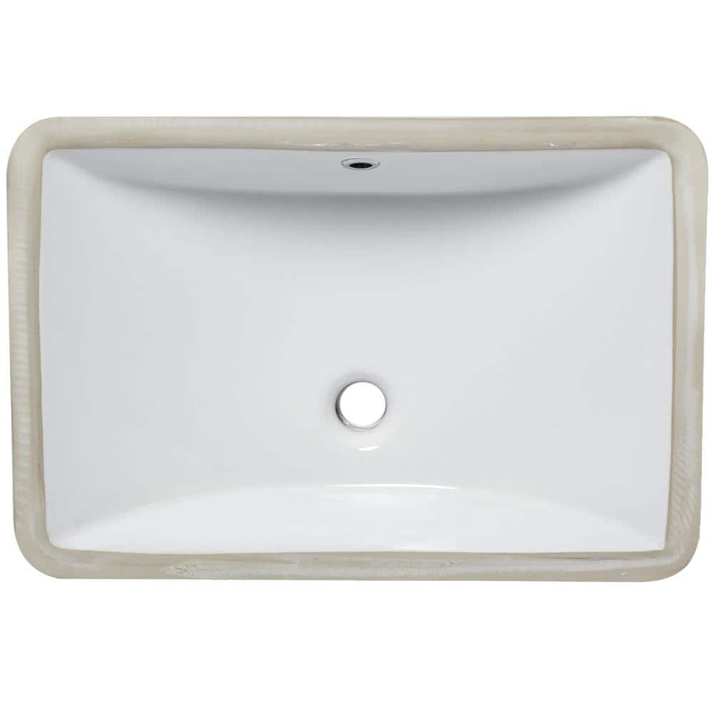 Rectangular White Ceramic Undermount Bathroom Sink