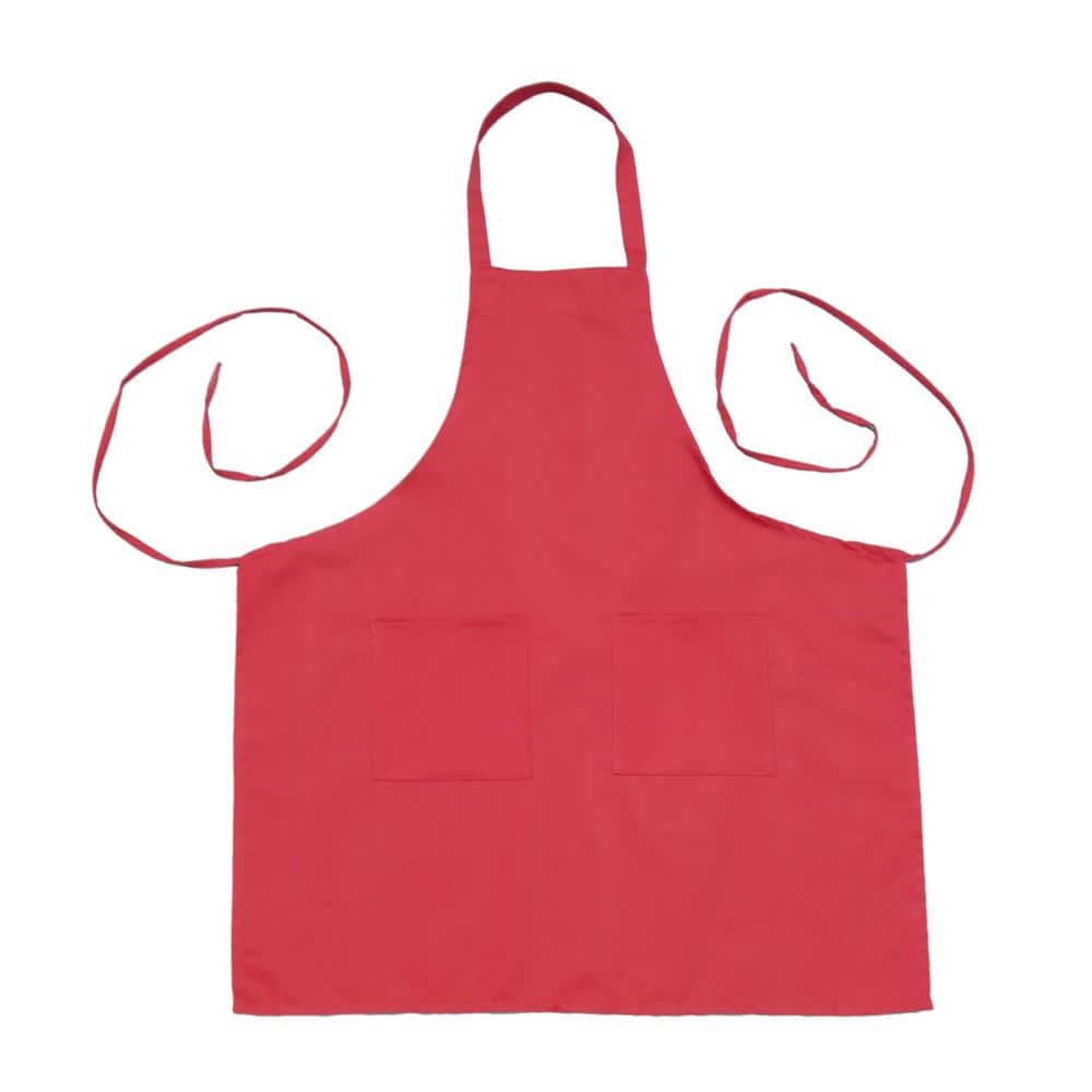 Garden Barbecue Unisex Red Cloth Apron with Pockets
