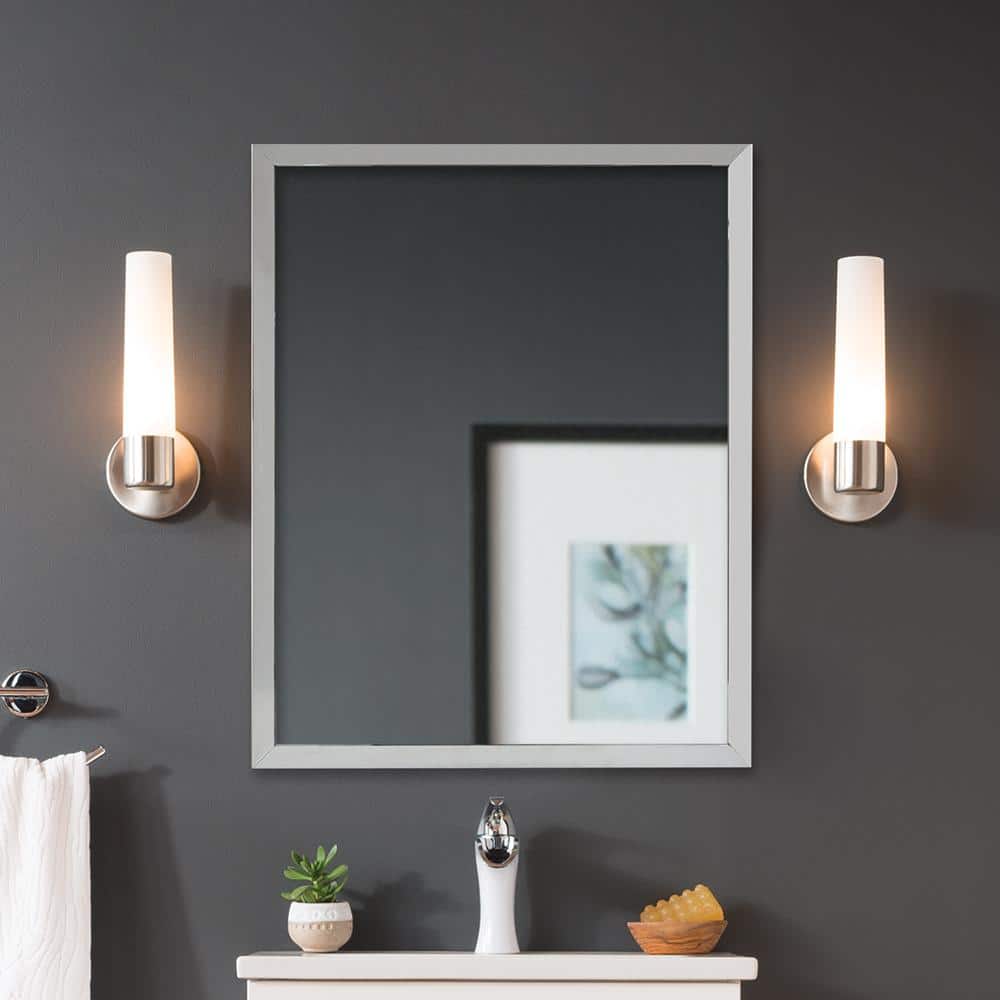 Medium Rectangular Silver Aluminum Wall Mirror